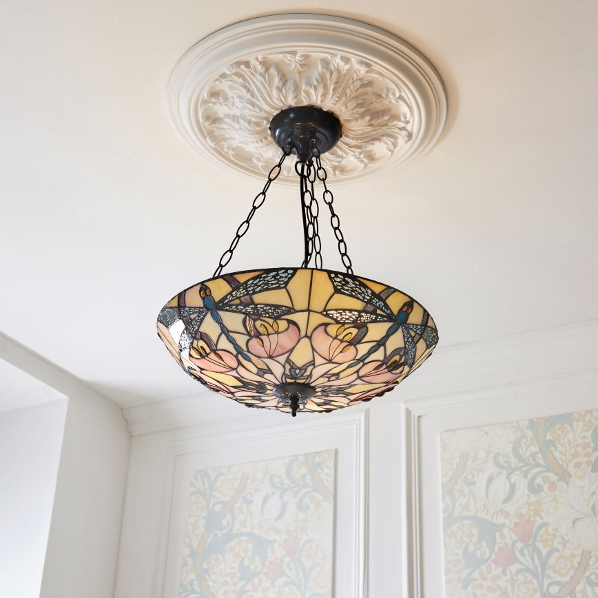 Endon 111869 - Luster na lancu Tiffany ASHTON 3xE27/10W/230V prečnik 45 cm