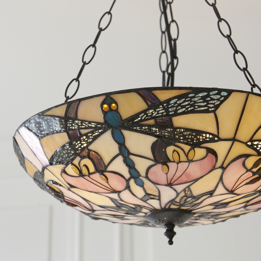 Endon 111869 - Luster na lancu Tiffany ASHTON 3xE27/10W/230V prečnik 45 cm