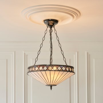 Endon 111870 - Tiffany FARGO luster na lancu, 3xE27/10W/230V, prečnika 41,5 cm
