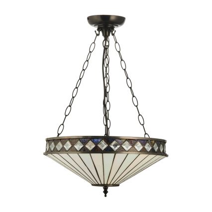 Endon 111870 - Tiffany FARGO luster na lancu, 3xE27/10W/230V, prečnika 41,5 cm