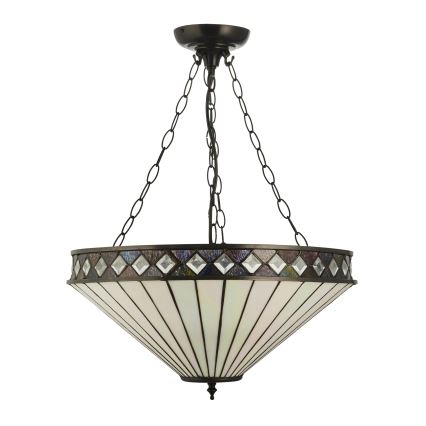 Endon 111871 - Luster na lancu Tiffany FARGO 3xE27/10W/230V prečnik 50 cm