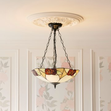 Endon 111879 - Luster na lancu Tiffany INGRAM 3xE27/10W/230V prečnik 45 cm