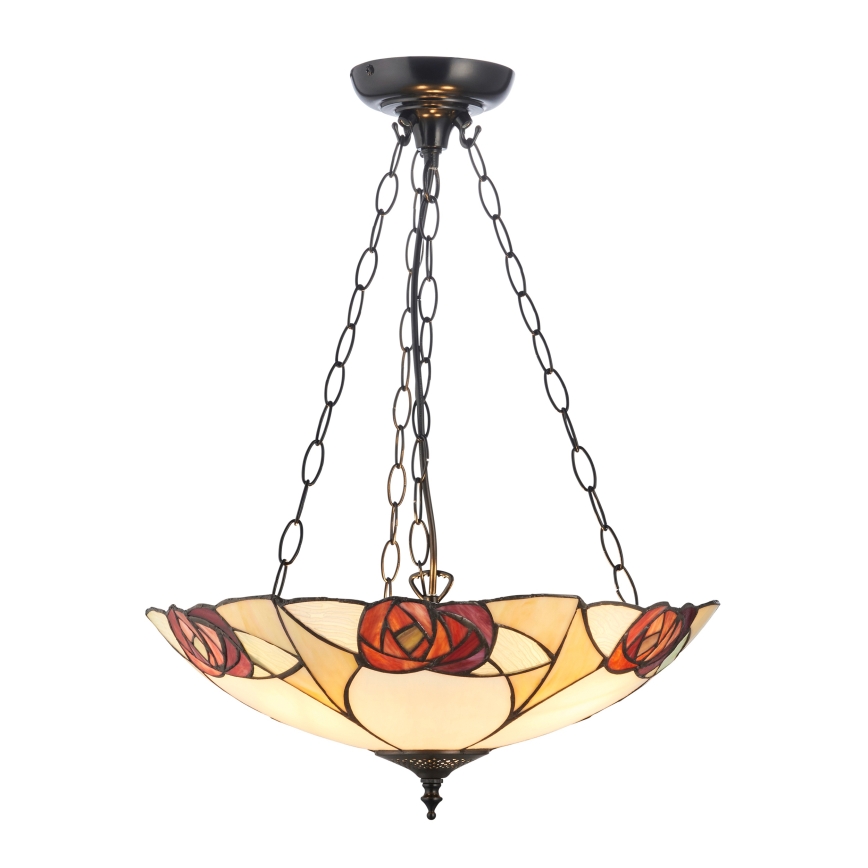 Endon 111879 - Luster na lancu Tiffany INGRAM 3xE27/10W/230V prečnik 45 cm