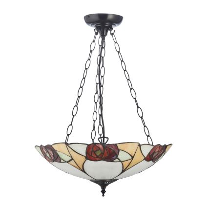 Endon 111879 - Luster na lancu Tiffany INGRAM 3xE27/10W/230V prečnik 45 cm