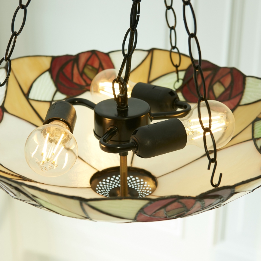 Endon 111879 - Luster na lancu Tiffany INGRAM 3xE27/10W/230V prečnik 45 cm