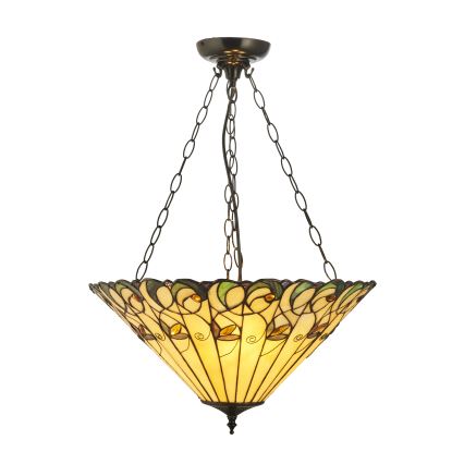Endon 111881 - Luster na lancu Tiffany JAMELIA 3xE27/10W/230V prečnik 50 cm