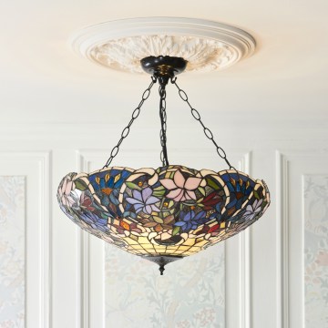 Endon 111887 - Luster na lancu Tiffany SULLIVAN 3xE27/10W/230V prečnik 57 cm