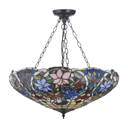 Endon 111887 - Luster na lancu Tiffany SULLIVAN 3xE27/10W/230V prečnik 57 cm