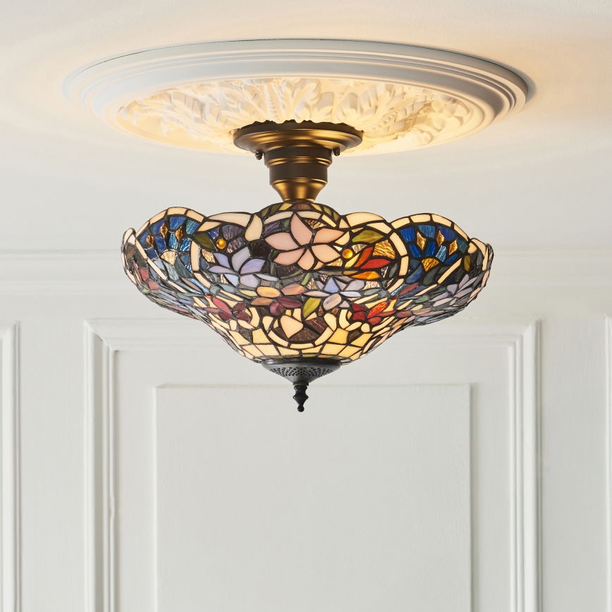 Endon 111915 - Površinski montiran Tiffany luster SULLIVAN, 3x E27/10W/230V, prečnik 40 cm