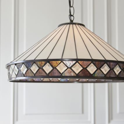 Endon 111961 - Luster na lancu Tiffany FARGO 3xE27/10W/230V, prečnik 50 cm