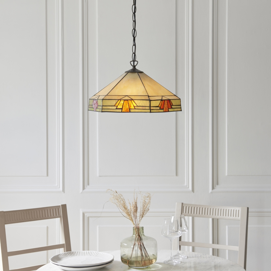 Endon 111989 - Luster na lancu Tiffany NEVADA 3xE27/10W/230V prečnik 40 cm