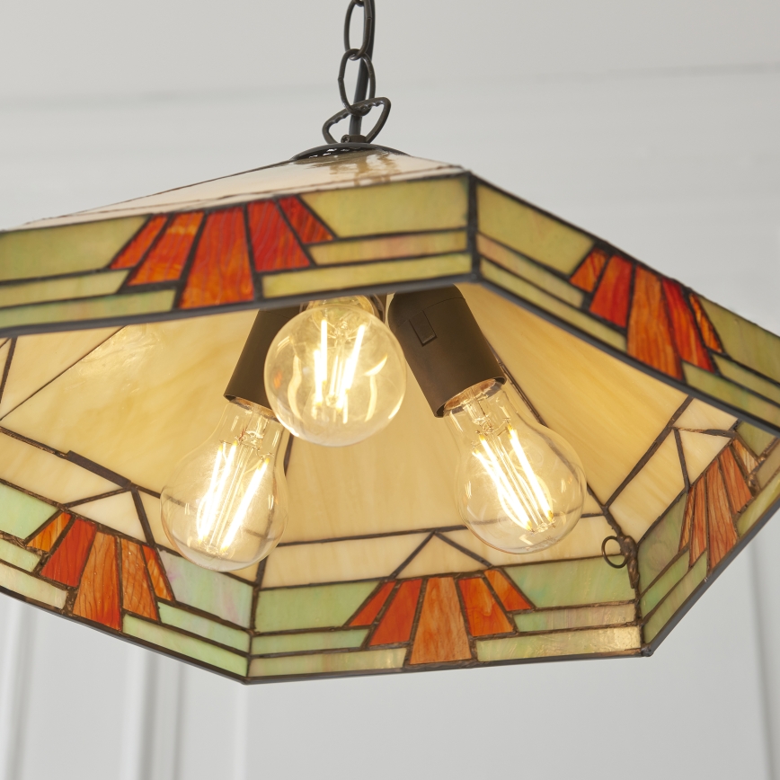 Endon 111989 - Luster na lancu Tiffany NEVADA 3xE27/10W/230V prečnik 40 cm