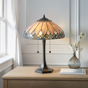 Endon 112183 - Stona lampa Tiffany BROOKLYN, 2x E14/10W/230V, prečnika 40 cm