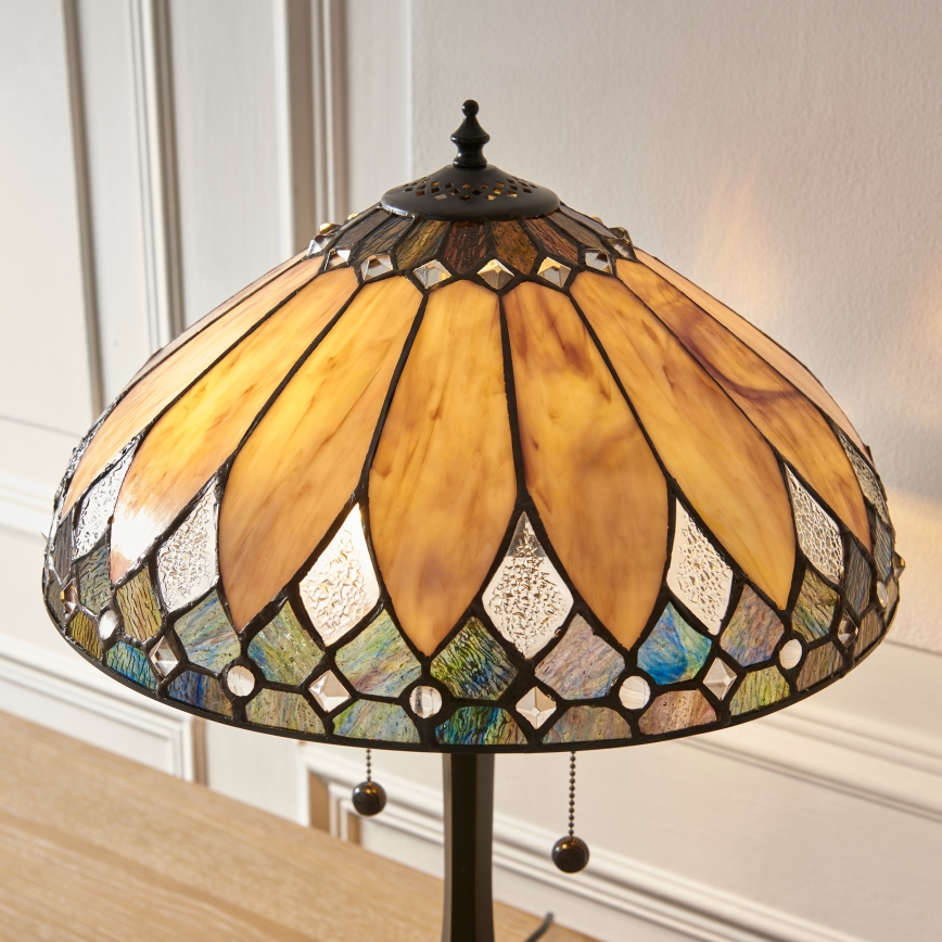 Endon 112183 - Stona lampa Tiffany BROOKLYN, 2x E14/10W/230V, prečnika 40 cm