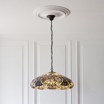 Endon 112193 - Luster na lancu Tiffany SULLIVAN 3xE27/60W/230V prečnik 57 cm