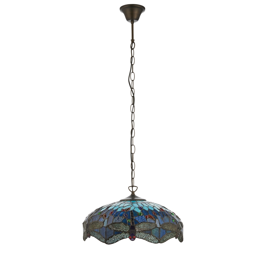 Endon 112195 - Luster na lancu Tiffany DRAGONFLY 1xE27/60W/230V, prečnik 41 cm