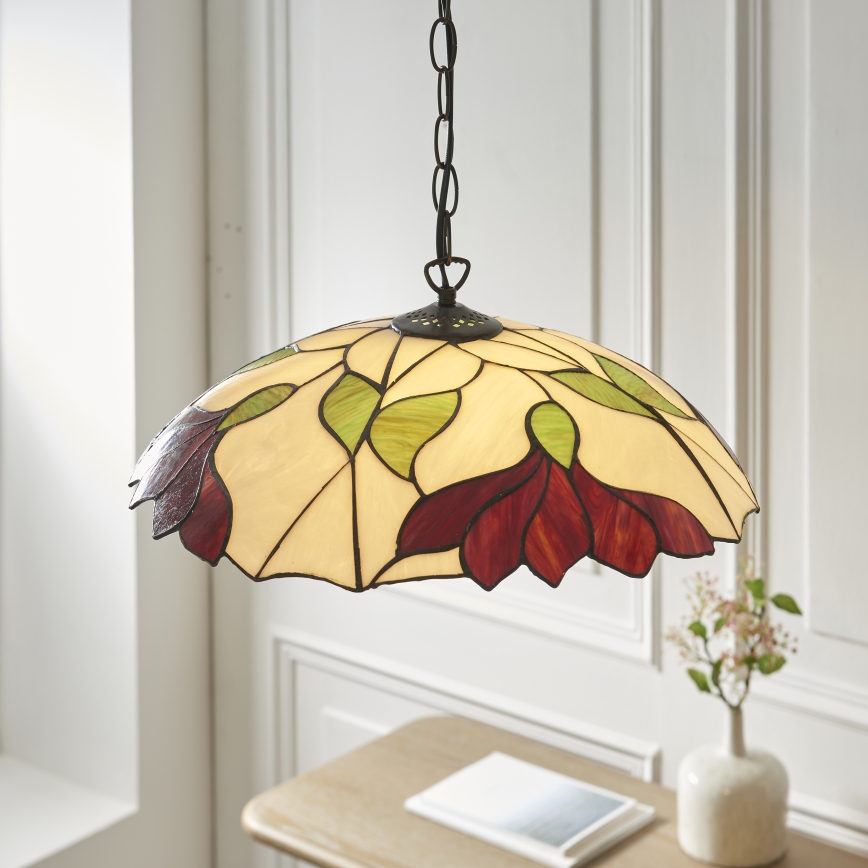 Endon 112246 - Luster na lancu Tiffany BOTANICA 1xE27/60W/230V, prečnik 45 cm