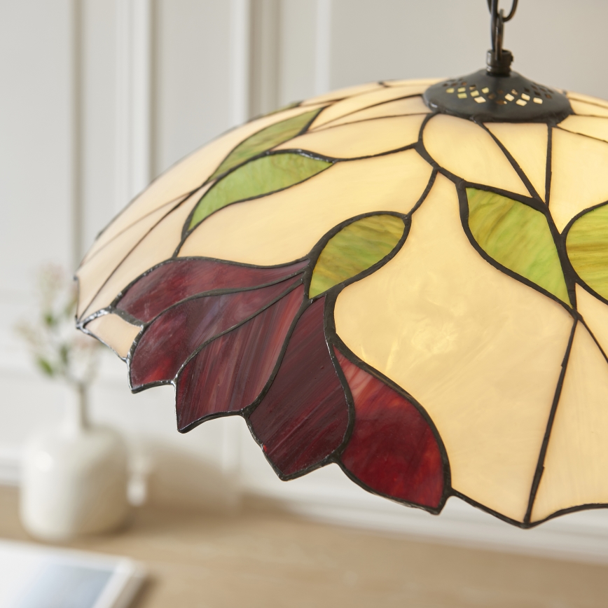 Endon 112246 - Luster na lancu Tiffany BOTANICA 1xE27/60W/230V, prečnik 45 cm