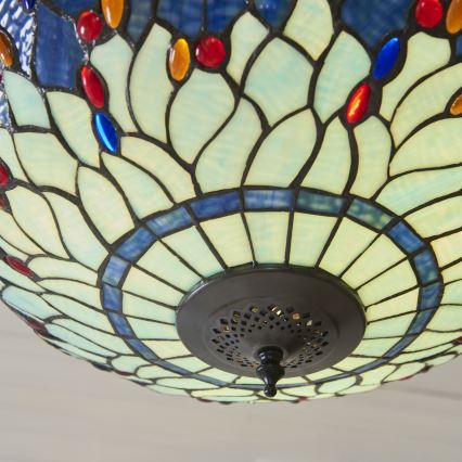 Endon 112250 - Luster na lancu Tiffany DRAGONFLY 3xE27/60W/230V prečnik 50 cm