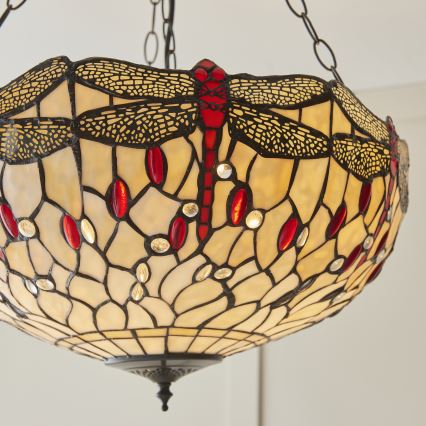 Endon 112251 - Luster na lancu Tiffany DRAGONFLY 3xE27/60W/230V prečnika 50 cm