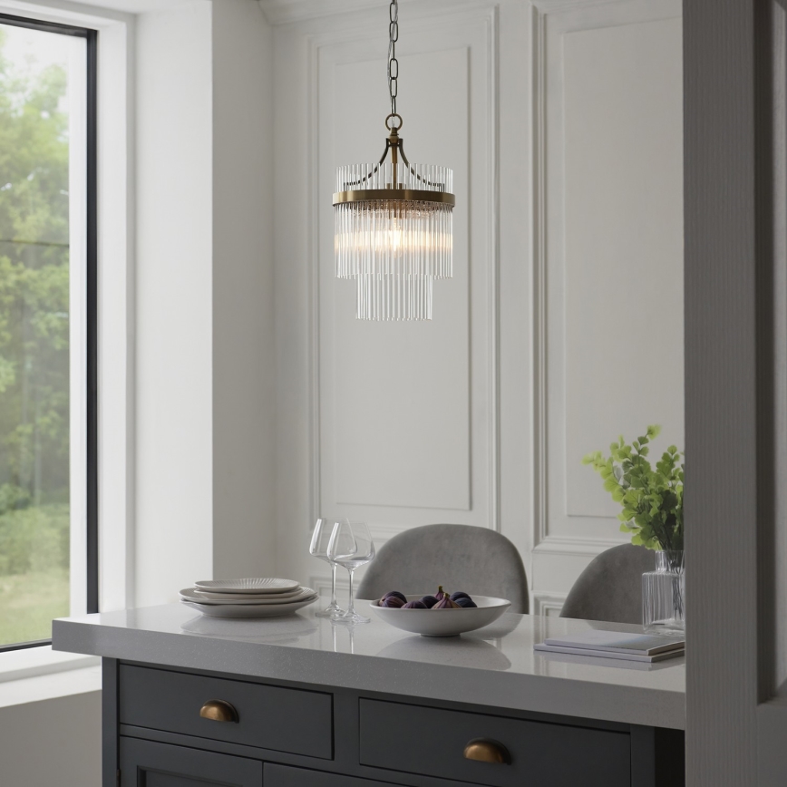 Endon 112572 - Luster na lancu MARIETTA 1xE27/10W/230V mesing/proziran