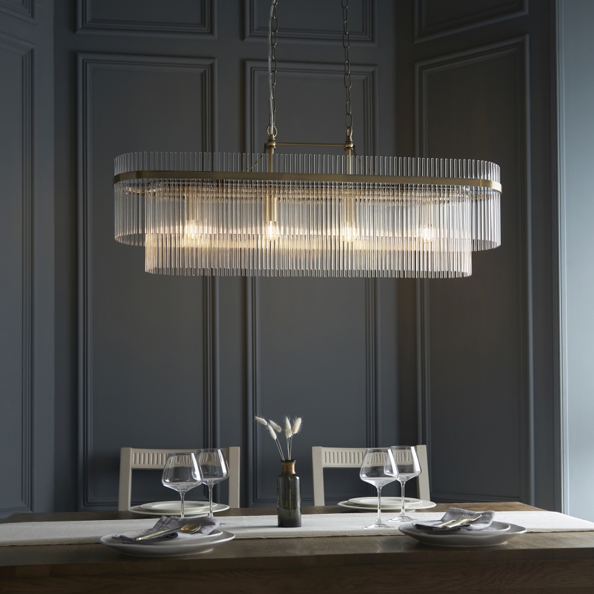 Endon 112573 - Luster na lancu MARIETTA 4xE14/6W/230V mesing/prozirno