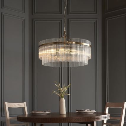Endon 112574 - Luster na lancu MARIETTA GRAND 7xE14/7W/230V mesing/prozirno