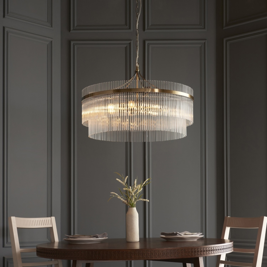Endon 112574 - Luster na lancu MARIETTA GRAND 7xE14/7W/230V mesing/prozirno