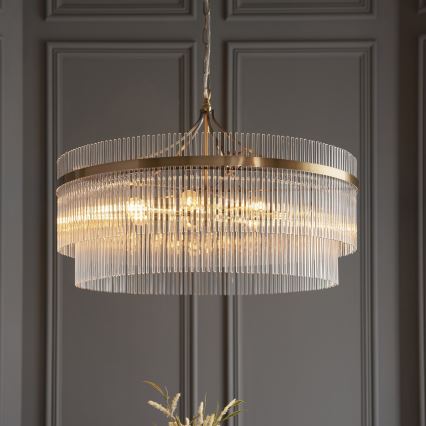 Endon 112574 - Luster na lancu MARIETTA GRAND 7xE14/7W/230V mesing/prozirno