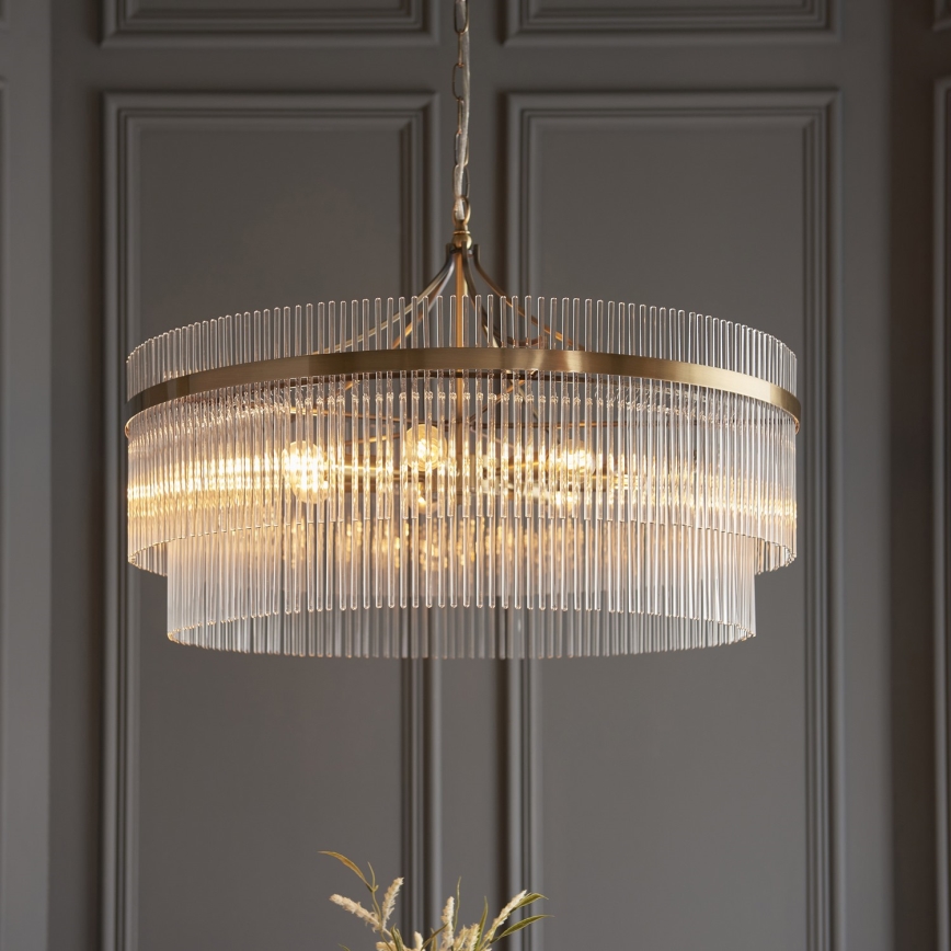 Endon 112574 - Luster na lancu MARIETTA GRAND 7xE14/7W/230V mesing/prozirno