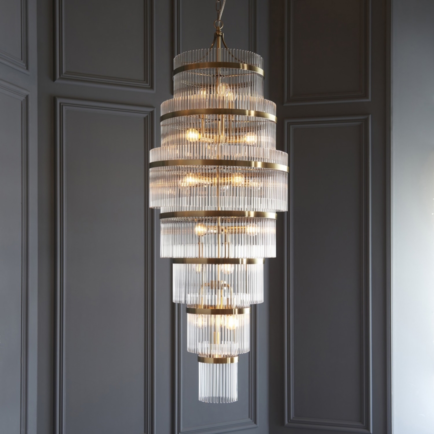 Endon 112793 - Luster na lancu MARIETTA GRAND 21xE14/6W/230V mesing/prozirno