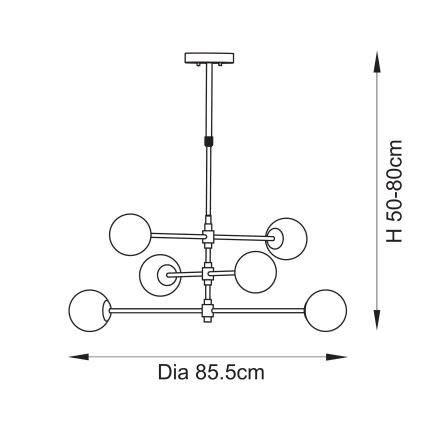Endon 114039 - Luster na šipci 6xG9/3,2W/230V zlatna