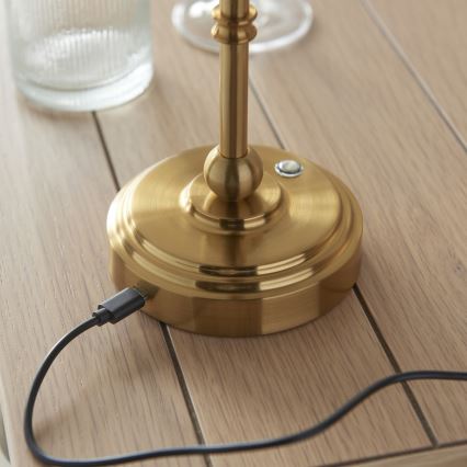 Endon 114804 - LED prigušiva punjiva stona lampa BURLEY LED/1,5W/5V 3600 mAh mesing/ružičasta