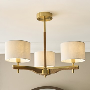 Endon 116993 - Luster na šipci HEATHCLIFF 3xE14/7W/230V mesing/jasen