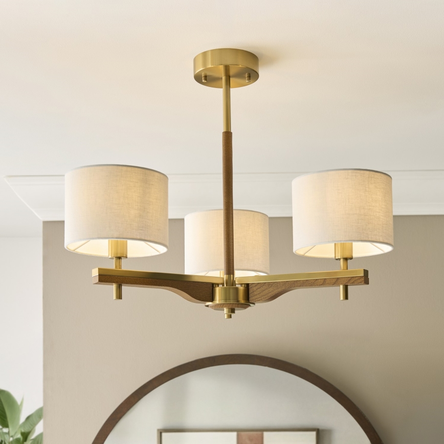 Endon 116993 - Luster na šipci HEATHCLIFF 3xE14/7W/230V mesing/jasen