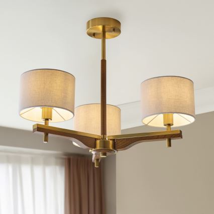 Endon 116993 - Luster na šipci HEATHCLIFF 3xE14/7W/230V mesing/jasen