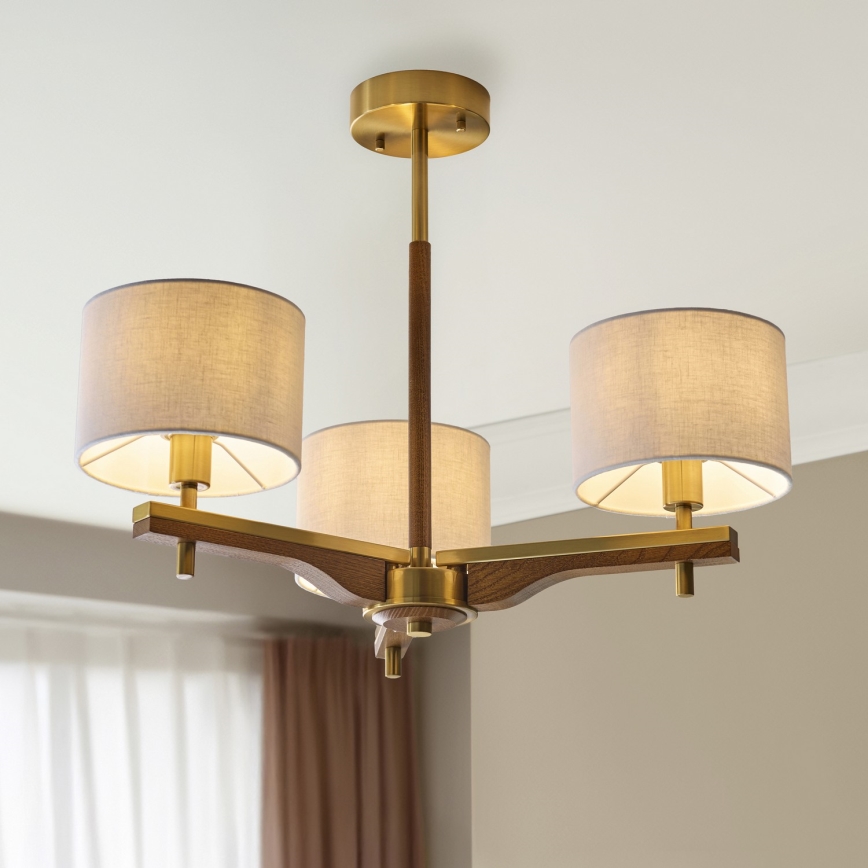 Endon 116993 - Luster na šipci HEATHCLIFF 3xE14/7W/230V mesing/jasen