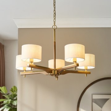 Endon 116994 - Luster na lancu HEATHCLIFF 5xE14/7W/230V mesing/jasen