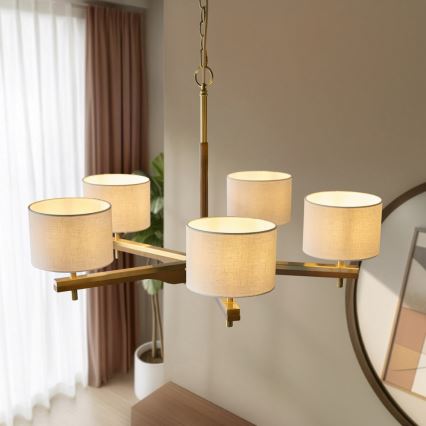 Endon 116994 - Luster na lancu HEATHCLIFF 5xE14/7W/230V mesing/jasen