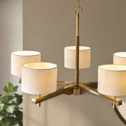 Endon 116994 - Luster na lancu HEATHCLIFF 5xE14/7W/230V mesing/jasen