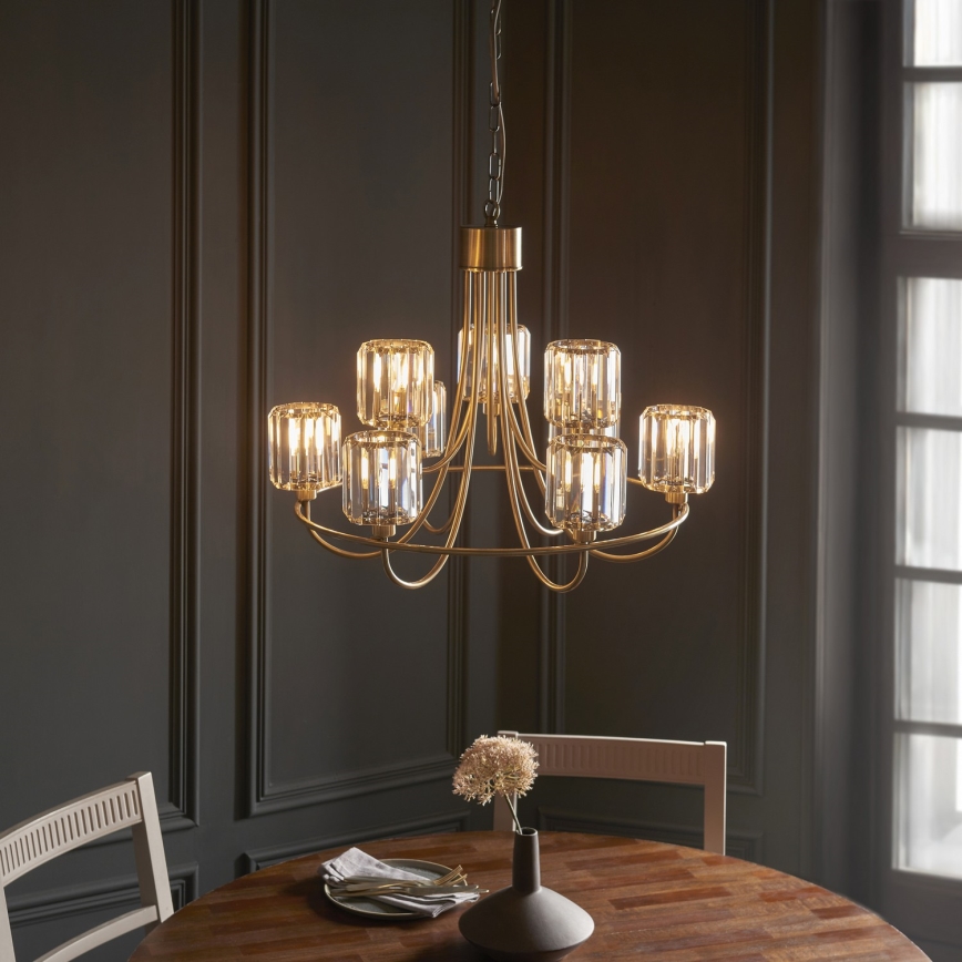 Endon 118934 - Luster na lancu BERENICE 9xE14/7W/230V zlatna