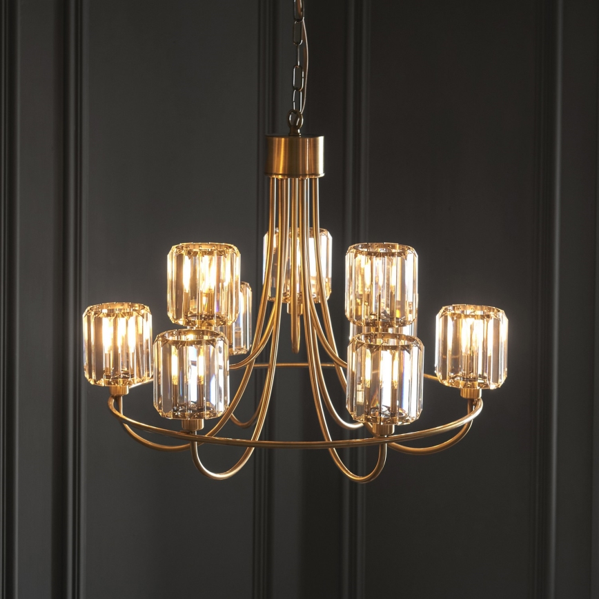 Endon 118934 - Luster na lancu BERENICE 9xE14/7W/230V zlatna