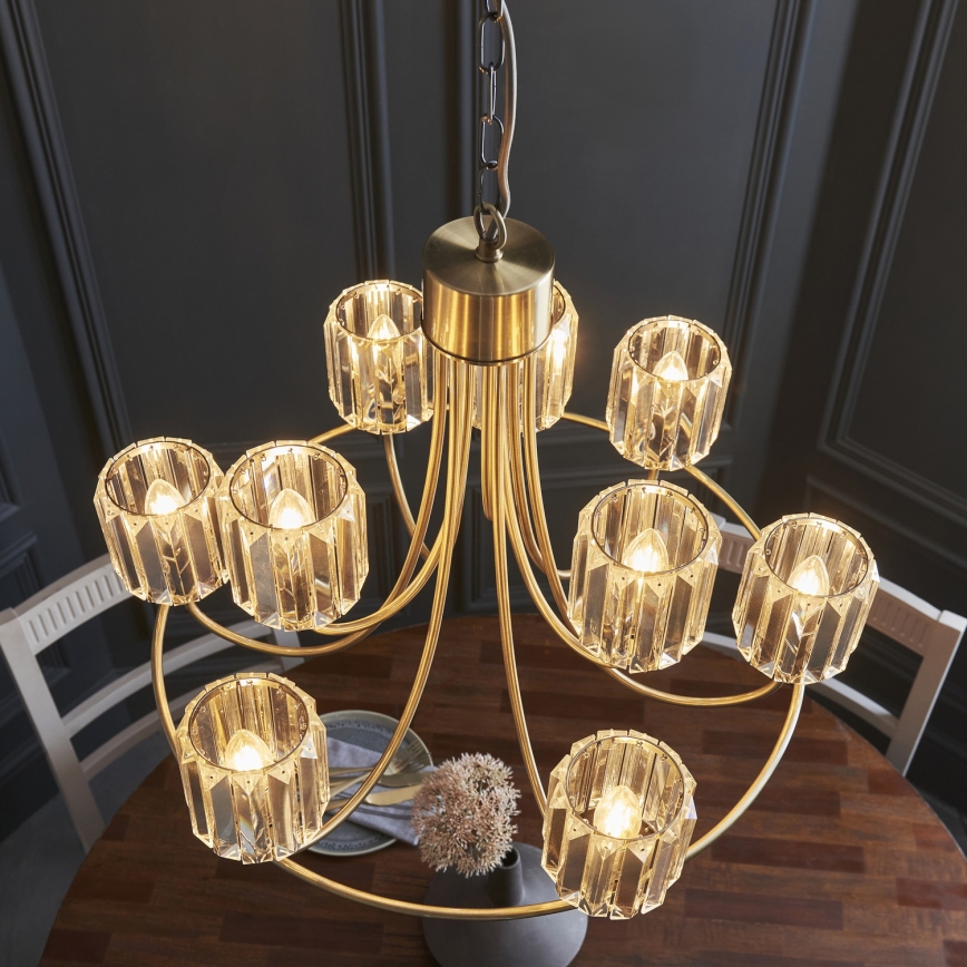 Endon 118934 - Luster na lancu BERENICE 9xE14/7W/230V zlatna