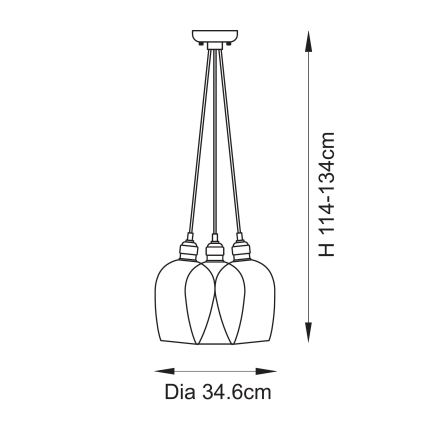 Endon 120644 - Luster na sajli 3xE27/10W/230V sjajni hrom