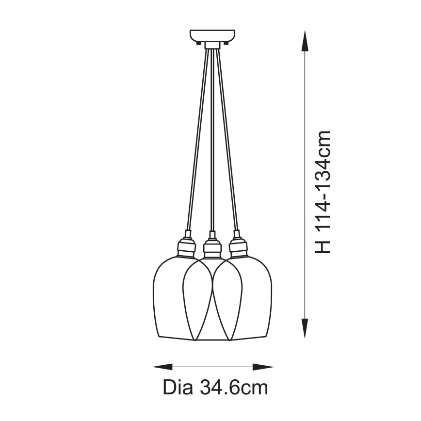 Endon 120644 - Luster na sajli 3xE27/10W/230V sjajni hrom