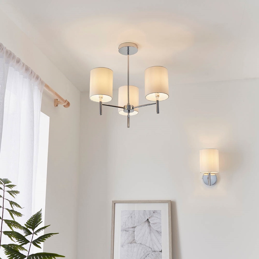 Endon 56642 - Luster na stalku BRIO 3xE14/40W/230V sjajni hrom/bela