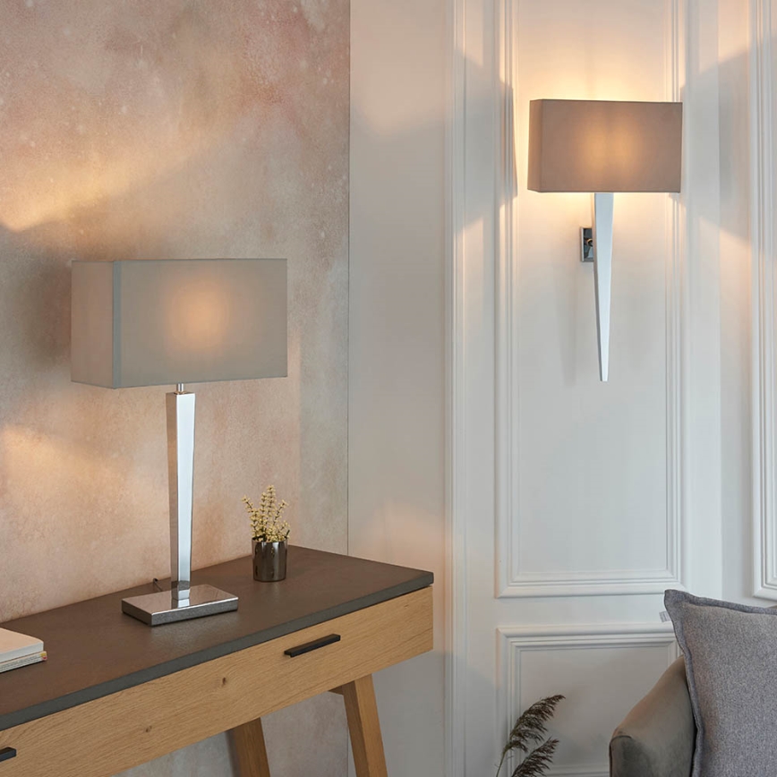 Endon 56707 - Stona lampa MORETO 1xE27/60W/230V sjajni hrom/siva