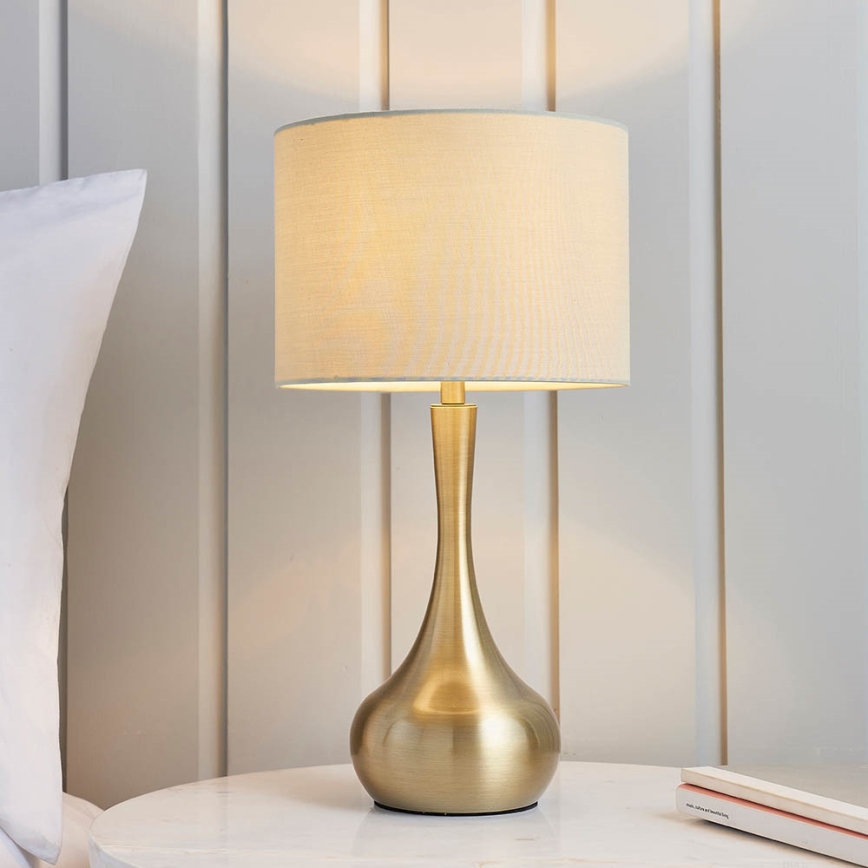 Endon 61191 - Prigušiva stona lampa PICCADILLY 1xE14/40W/230V mesing/bež