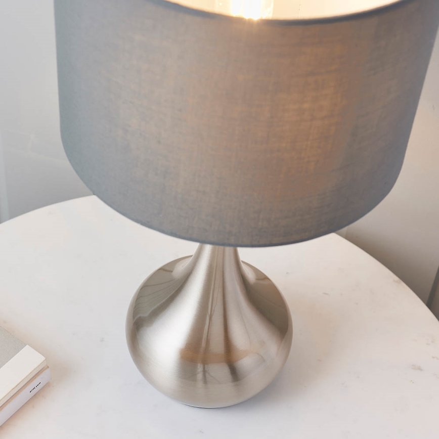 Endon 61192 - Prigušiva stona lampa PICCADILLY 1xE14/40W/230V mat hrom/siva