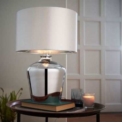 Endon 61198 - Stona lampa WALDORF 1xE27/10W/230V sjajni hrom/bela